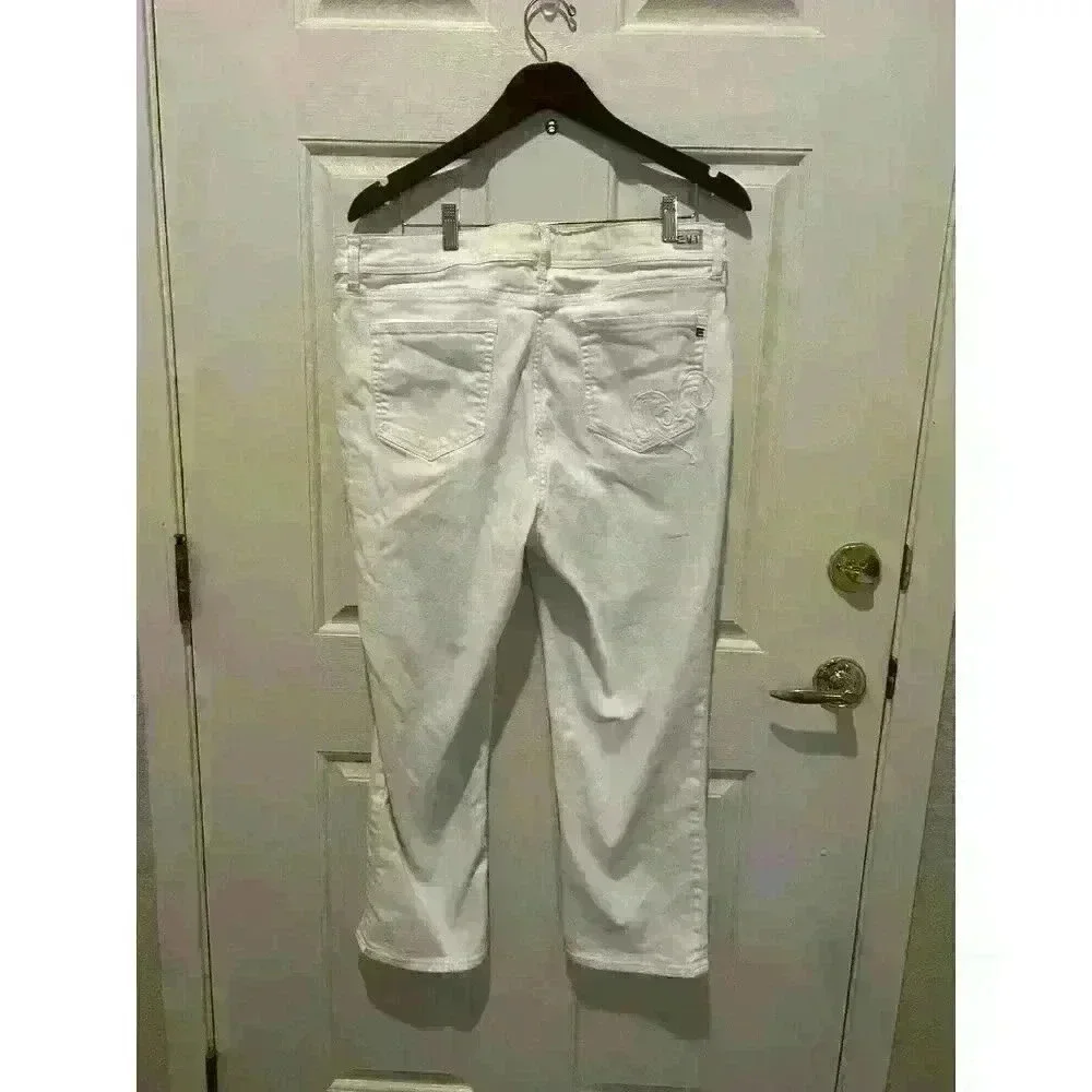 EV1 Jeans Maddy Straight Leg White Love Embroidered 360 Stretch Size 18 - Picture 4 of 4